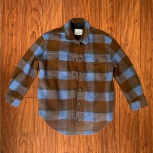 Aritzia Blue and Brown Wool Flannel